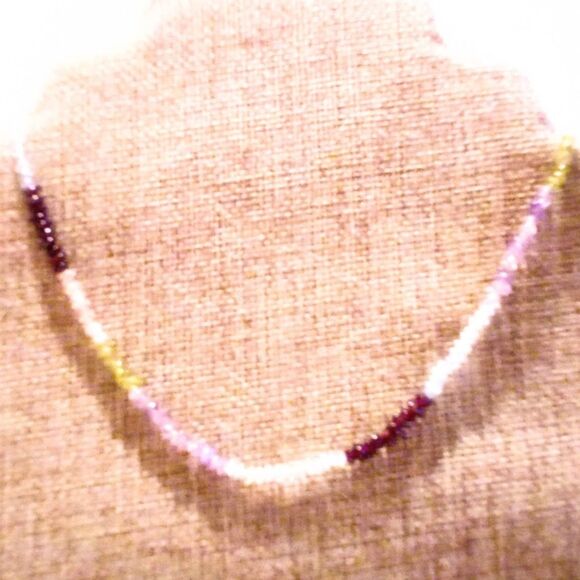 Vintage Semi Precious Multi Gemstone Chip Beaded Necklace - Picture 1 of 6